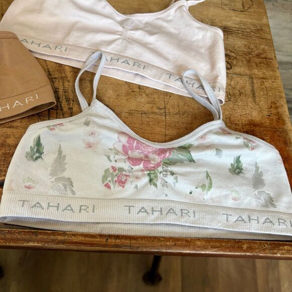 Tahari Girl bra set 3 bralette girls S 6-7 nude pink floral great preworn cond. - Picture 4 of 9